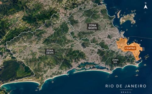 Mapa de atuação da M Leite Demolição no Centro do Rio de Janeiro