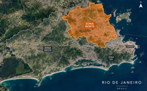 Mapa de atuação da M Leite Demolição na Zona Norte do Rio de Janeiro